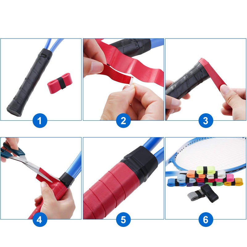 Pangda 12 Pieces Tennis Racket Grip Tape, Badminton Racket Overgrip, Absorbent Non Slip Overgrip Replacement for Tennis, Badminton, Squash, Padel Rackets - Image 4